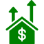 Icon representing increased overall property value through a garden suite
